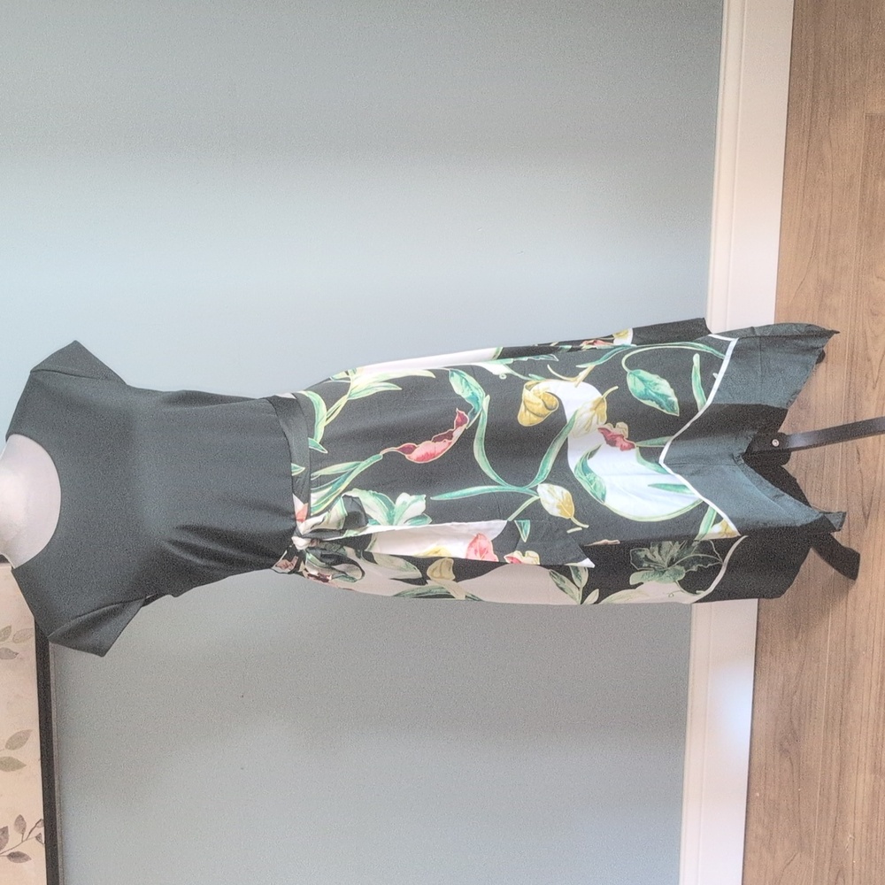 WHBM Green Floral Handkerchief Dress 12